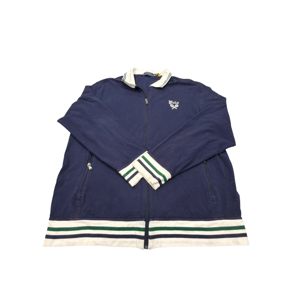 Polo Ralph Lauren Men Track Jacket New XL Navy Blue Bayport Monogram Tennis - Picture 2 of 11